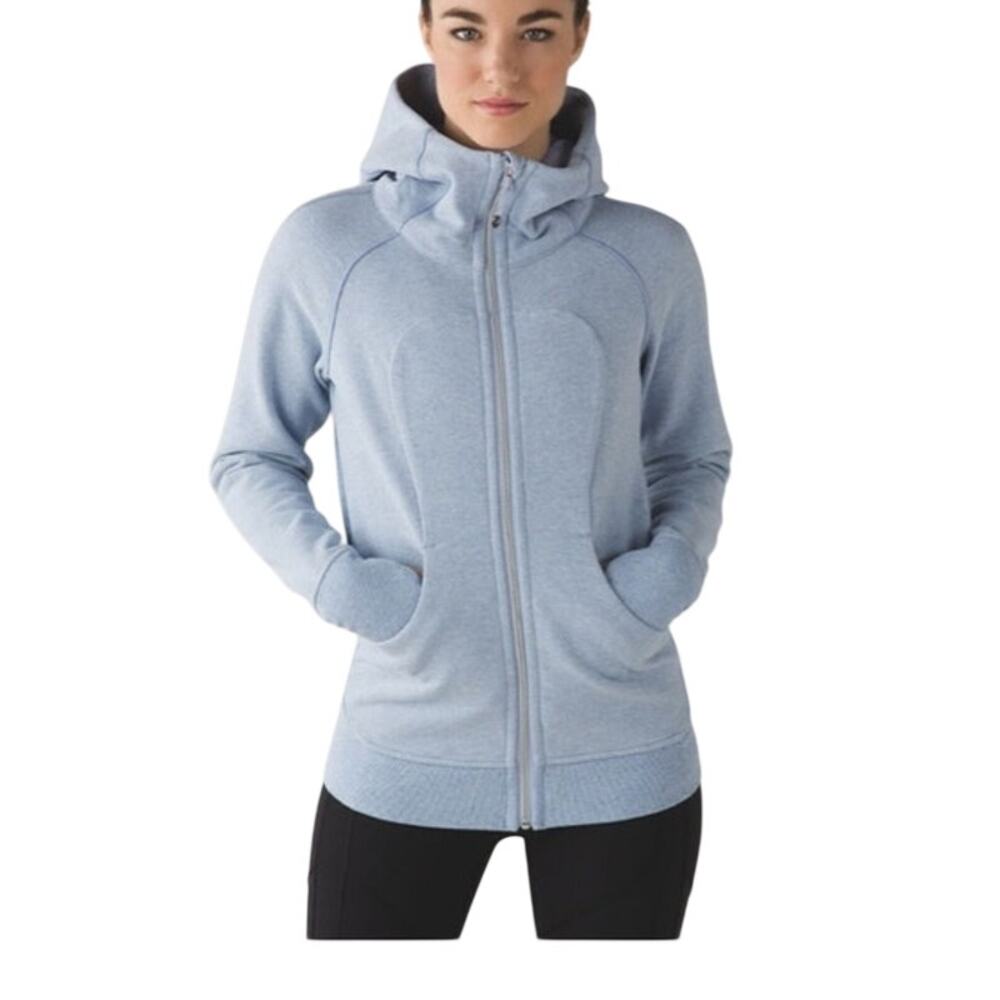 Lululemon Scuba Hoodie III Heathered Lullaby Blue Full Zip Jacket Size 10